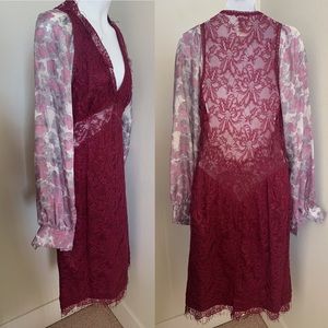 dolce and gabbana burgundy lace midi dress